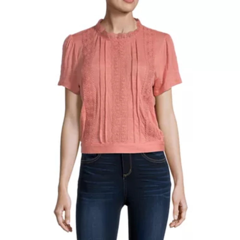 Self Esteem Juniors Women's Round Neck Short Sleeve Blouse XS